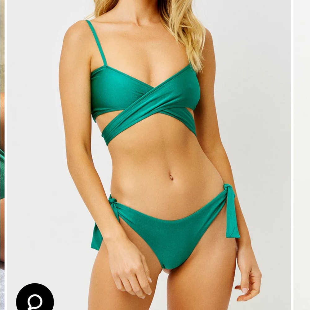 Frankie’s Bikini Falcon Shine Wrap Bikini Emerald Green
